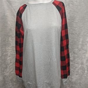 Bamboo boy long sleeve shirt buffalo print sleeves